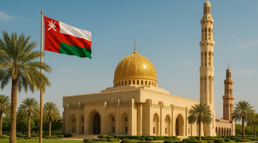A picture of oman with it's flag